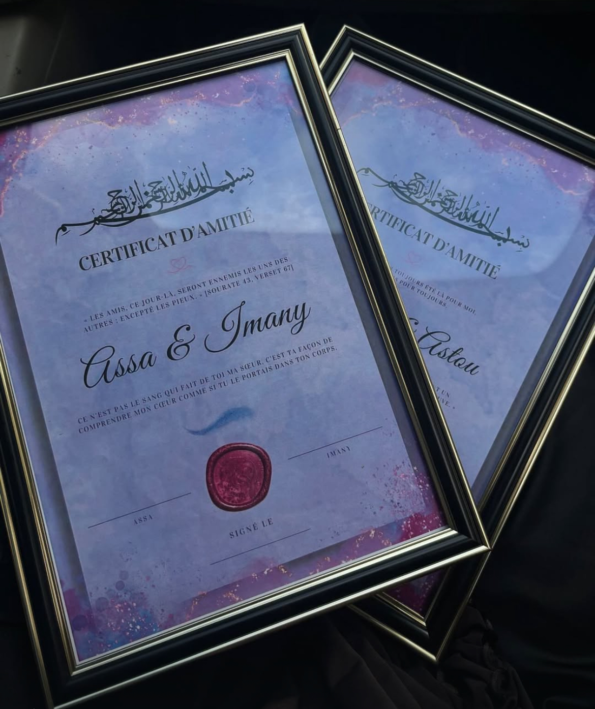Certificat d'amitié - Léa